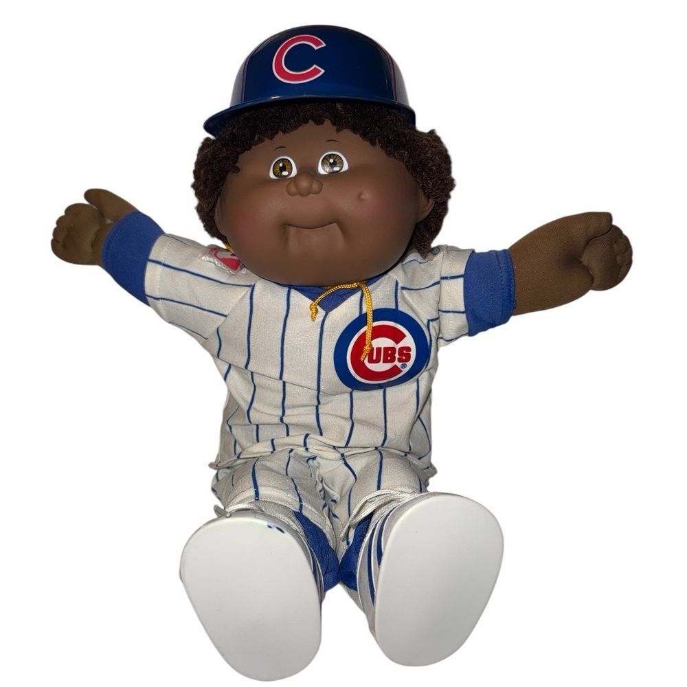 VTG 1984 Cabbage Patch Kids African American Chicago Cubs Doll Red Stamp MLB - Picture 2 of 10